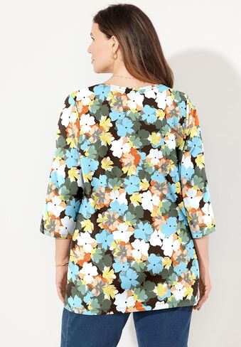 Catherines Women's Plus Size Suprema 3/4 Sleeve V-Neck Tee in Kuwait