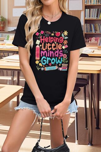 Teacher Shirts Women First Day of School Tshirt Helping Little Minds Grow Shirt Cute Flower Graphic Preschool Teacher Tee Top in Kuwait