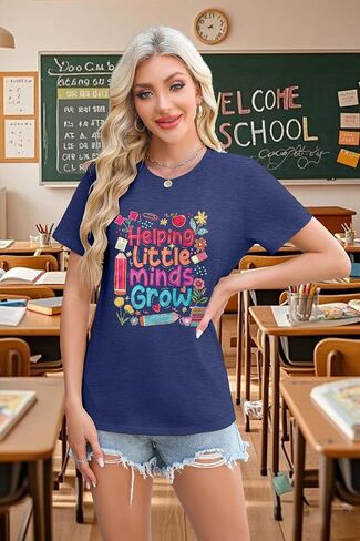 Teacher Shirts Women First Day of School Tshirt Helping Little Minds Grow Shirt Cute Flower Graphic Preschool Teacher Tee Top in Kuwait