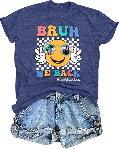 قمصان المعلمين للنساء Bruh نعود إلى اليوم الأول من T-School T-Shirt إلى معلمي المدارس هدية TEE TOP in Kuwait
