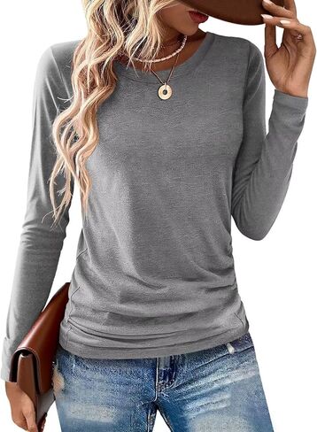 2 Pack Womens Tops Crewneck Soft Long Sleeve Shirts Fall Clothes Casual Tshirts Basic Tee in Kuwait