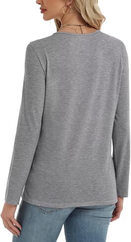 2 Pack Womens Tops Crewneck Soft Long Sleeve Shirts Fall Clothes Casual Tshirts Basic Tee in Kuwait