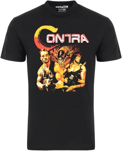 Contra War 80s Gaming Style Schwarzenegger Stallone Graphic Tee Shirt in Saudi Arabia
