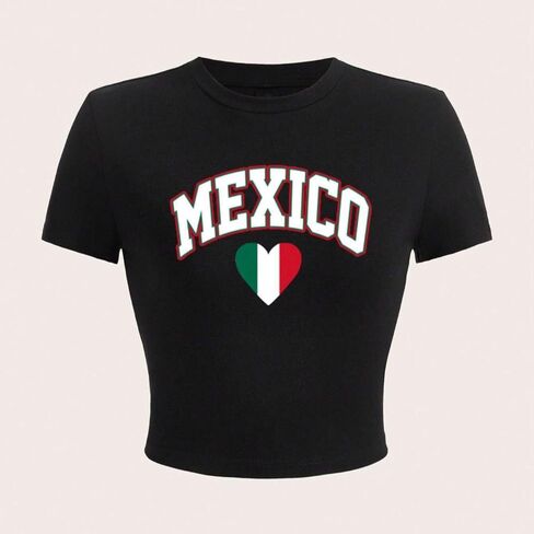 قميص القميص المكسيك النساء الصيف Y2K الرسوم البيض المحملات القصيرة كم محصول لطيف قمم محصول مكسيكي خمر 2000s الملابس in Kuwait