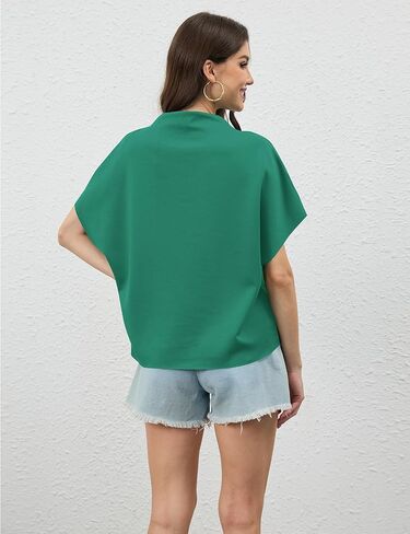 Missactiver Women's Women's Discual Neck Batwing Tee Top Short Sleeve Drop على الكتف الصلب ألوان Tshirt Summer Assfits in Kuwait