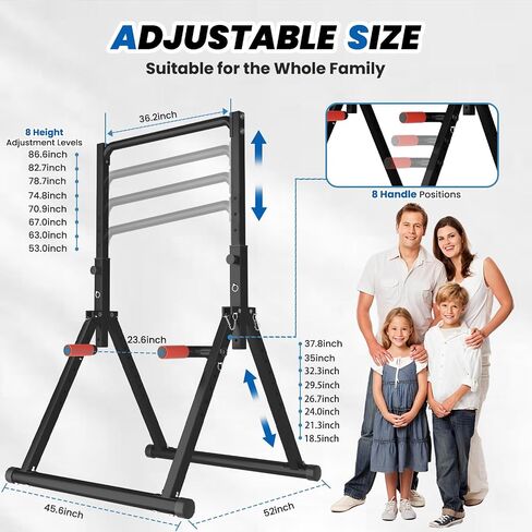 DOBESTS Foldable Power Tower Pull Up Bar Dip Station Adjustable Multifunction Workout Pull Up Tower Station Gym Strength Training Equipment for Home Outdoor, Triangular Legs, Support 700lbs in Kuwait
