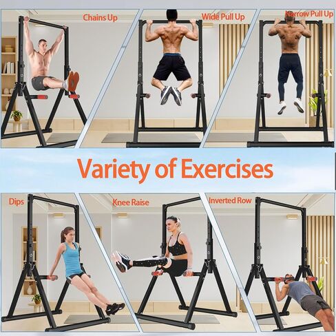 DOBESTS Foldable Power Tower Pull Up Bar Dip Station Adjustable Multifunction Workout Pull Up Tower Station Gym Strength Training Equipment for Home Outdoor, Triangular Legs, Support 700lbs in Kuwait