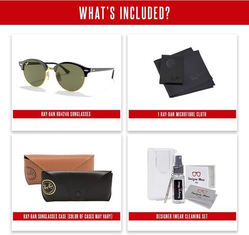 Ray-Ban RB4246 CLUBROUND Sunglasses For Men For Women + BUNDLE with Designer iWear Eyewear Care Kit in Saudi Arabia