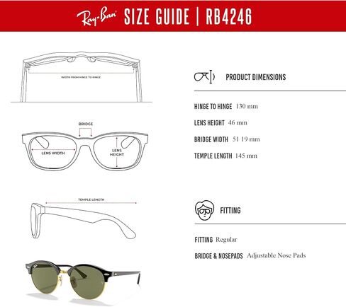Ray-Ban RB4246 CLUBROUND Sunglasses For Men For Women + BUNDLE with Designer iWear Eyewear Care Kit in Saudi Arabia