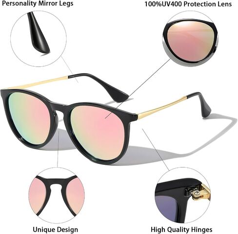 Vintage Round Polarized Sunglasses with UV400 Protection Lightweight Trendy Retro Designer Style for Women Men in Kuwait