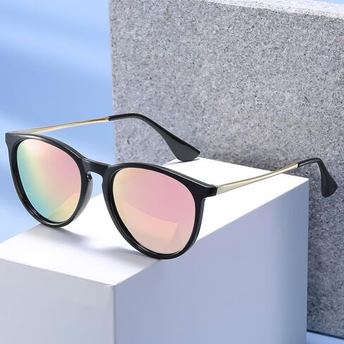 Vintage Round Polarized Sunglasses with UV400 Protection Lightweight Trendy Retro Designer Style for Women Men in Kuwait
