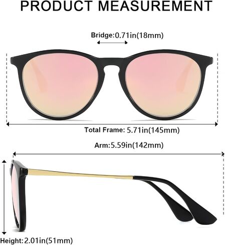 Vintage Round Polarized Sunglasses with UV400 Protection Lightweight Trendy Retro Designer Style for Women Men in Kuwait