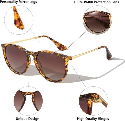 Vintage Round Polarized Sunglasses with UV400 Protection Lightweight Trendy Retro Designer Style for Women Men in Kuwait