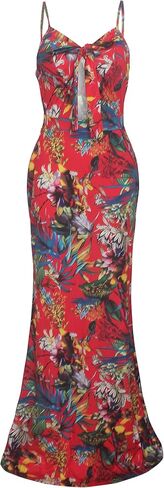 Women's Summer Floral Spaghetti Strap Long Maxi Dresses Low-Cut Bohemian Beach Sundress in Kuwait