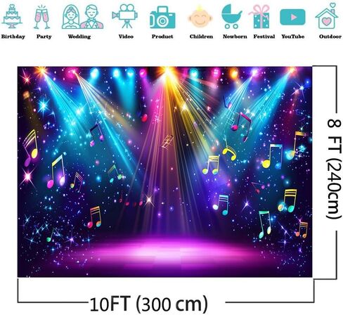 Aiikes 7x5ft Rainbow Stage Photography Backdrop1980s ملونة ديسكو خلفية موسيقى الروك توهج نيون رقص ديكورات حفلة عيد ميلاد خلفية XY142 in Kuwait