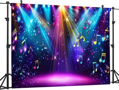 Aiikes 7x5ft Rainbow Stage Photography Backdrop1980s ملونة ديسكو خلفية موسيقى الروك توهج نيون رقص ديكورات حفلة عيد ميلاد خلفية XY142 in Kuwait