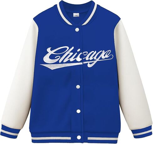 PureChapter Boys Baseball Jacket Kids Varsity Jacket Classic Embroidered Cardigan Sweatshirt Winter Coat Bomber Jacket in Kuwait