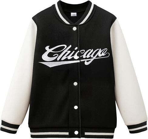 PureChapter Boys Baseball Jacket Kids Varsity Jacket Classic Embroidered Cardigan Sweatshirt Winter Coat Bomber Jacket in Kuwait