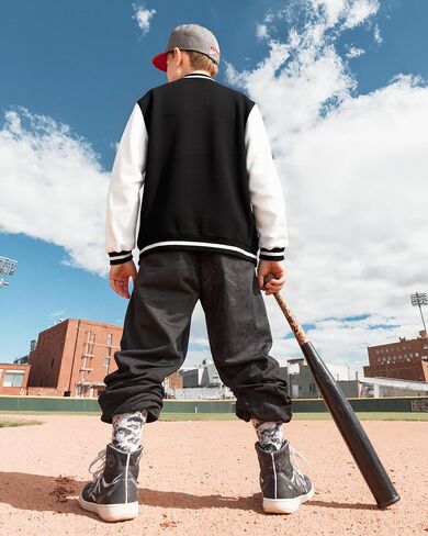 PureChapter Boys Baseball Jacket Kids Varsity Jacket Classic Embroidered Cardigan Sweatshirt Winter Coat Bomber Jacket in Kuwait