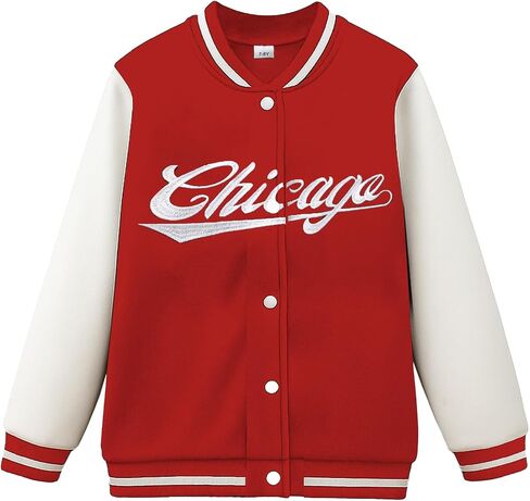PureChapter Boys Baseball Jacket Kids Varsity Jacket Classic Embroidered Cardigan Sweatshirt Winter Coat Bomber Jacket in Kuwait
