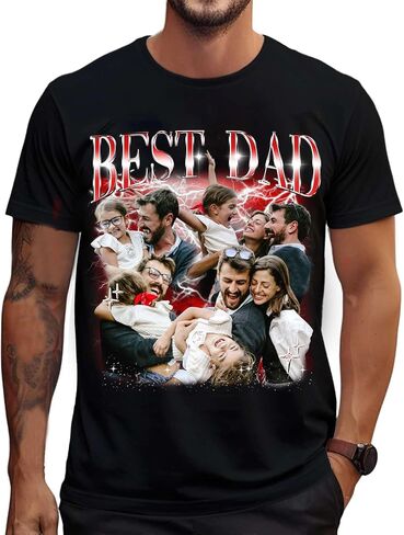 NAZENTI Custom Bootleg Dad Bootleg Rap Tee, Personalized T-Shirts with Picture for Father’s Day, Christmas, Birthday in Saudi Arabia