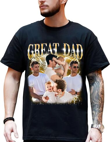 NAZENTI Custom Bootleg Dad Bootleg Rap Tee, Personalized T-Shirts with Picture for Father’s Day, Christmas, Birthday in Saudi Arabia