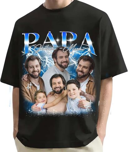 NAZENTI Custom Bootleg Dad Bootleg Rap Tee, Personalized T-Shirts with Picture for Father’s Day, Christmas, Birthday in Saudi Arabia