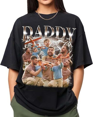 NAZENTI Custom Bootleg Dad Bootleg Rap Tee, Personalized T-Shirts with Picture for Father’s Day, Christmas, Birthday in Saudi Arabia