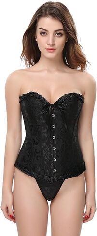 Corset Tops for Women Bustier Shapewear Lingerie Lace Waist Push Up Bodysuit Overbust Boned Corset in Saudi Arabia