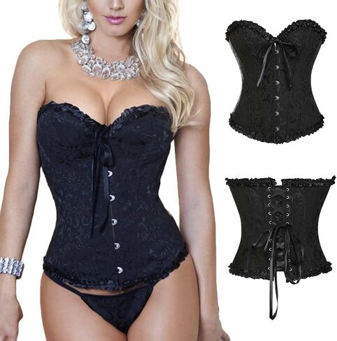 Corset Tops for Women Bustier Shapewear Lingerie Lace Waist Push Up Bodysuit Overbust Boned Corset in Saudi Arabia
