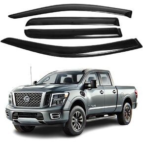 Fits for Nissan Titan Crew Cab 2017 2018 2019 2020 2021 2022 2023 Smoke Window Visor Set - Sun, Rain, and Vent Protection, 4-Pieces Tape-On Window Deflector Guard Kit in Saudi Arabia