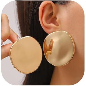 Chunky Gold Statement Earrings for Women Exaggerated Silver Minimalist Drop Earrings Jewelry in Saudi Arabia