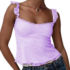 Women Y2k Floral Lace Halter Tank Tops Summer Sexy Going Out Tops Sleeveless Open Back Low Cut Tanks in Kuwait