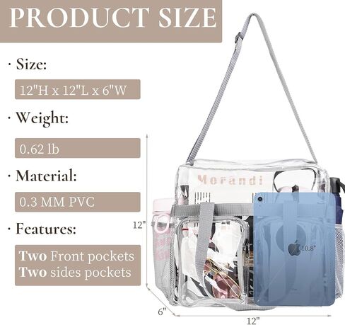 وافق Zenpunk Clear Bags Stadium على حقيبة حمل واضحة مع حقيبة Crossbody إغلاق Zipper مع حزام قابل للتعديل in Kuwait