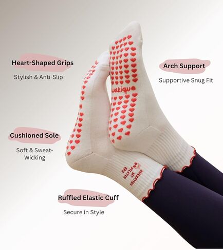 Pilates Grip Socks للنساء ، جوارب طاقم وردي لطيف لليوغا ، البار والتمارين المنزلية ، فكرة هدية رائعة in Kuwait