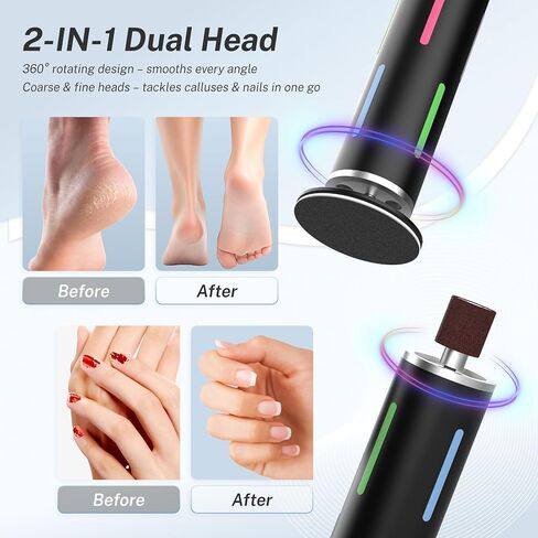 Electric Foot Callus Remover, Painless 2-in-1 Electric Foot Filer - 80 Discs, Adjustable Speed, Professional Pedicure Tool for Dry Cracked Heels, Home Spa & Salon (Space Gray) in Saudi Arabia
