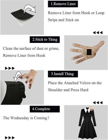 Adult Halloween Costume Women with Big Thing Hand Classic Black Dress Gothic Family Party in Kuwait