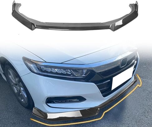 Front Bumper Lip Spoiler Compatible with 2018-2021 Honda Accord 10th Gen Sport, PP Black with Carbon Fiber Print Add-on Front Splitter Air Dam Chin Protector, 3 Pieces in Saudi Arabia