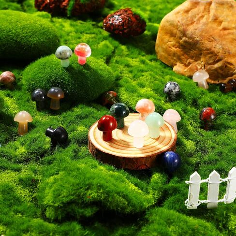 Nuanchu 20 PCS Crystal Mushroom Sculpture Decor Making Mini Mushroom Stees Stones Crystal Gemstone Gemstone Quartz Decore Decore For Witchcraft Holiday DIY Garden (Colors Vivid) in Kuwait