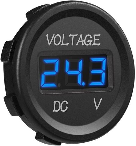 DC 12V LED Digital Display Voltmeter Waterproof for Boat Marine Vehicle Motorcycle Truck ATV UTV Car Camper Caravan Blue/Red/Green Digital Round Panel (Blue) in Kuwait