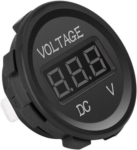 DC 12V LED Digital Display Voltmeter Waterproof for Boat Marine Vehicle Motorcycle Truck ATV UTV Car Camper Caravan Blue/Red/Green Digital Round Panel (Blue) in Kuwait