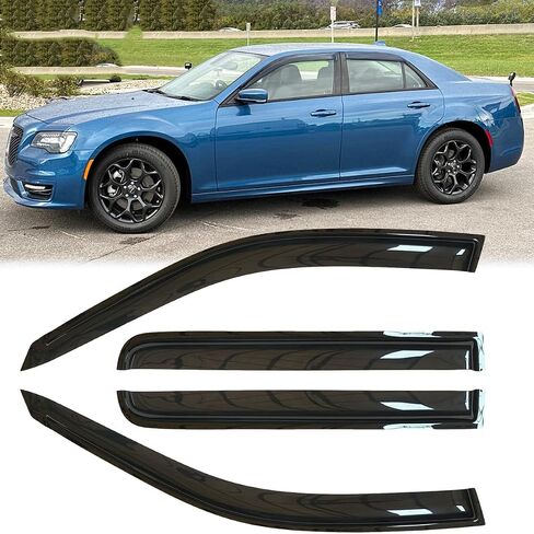 4pcs Original Shatterproof Rainproof Side Window Wind Deflectors for 2011-2023 Chrysler 300,Tape On Sun Rain Guard Sets,Nice Looking Window Visors for Cars,Vent Deflector for Chrysler 300 11-23 94432 in Kuwait