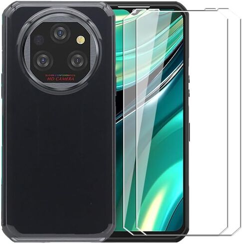 Case for Oukitel WP39 + Glass Screen Protector Film - Silicone شفاف ناعم مرن مرن الصدمة قذيفة تغطية وقائية TPU لـ OUKITEL WP39 (أسود) in Kuwait