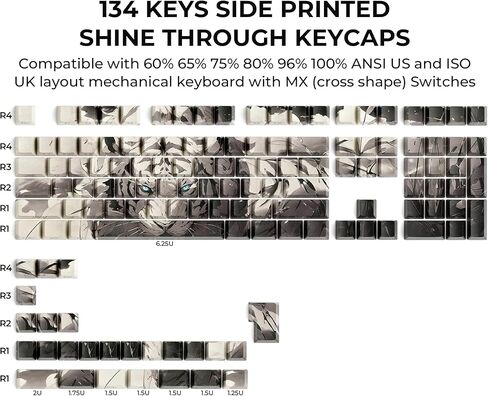 XVX Double Shot PBT Kearcaps ، chrysanthemum keycaps ، تألق جانبي مطبوع من خلال مجموعات كبار المفاتيح ، أغطية لوحة مفاتيح الكرز مع تسامي الصبغة المناسب لمفاتيح مفاتيح MX in Kuwait