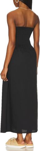 Aigeman Women Detachable Strap Dress Strapless Smocked Bodice Maxi Dress Pockets Long Swing Flowy Beach Sundress 373 in Kuwait