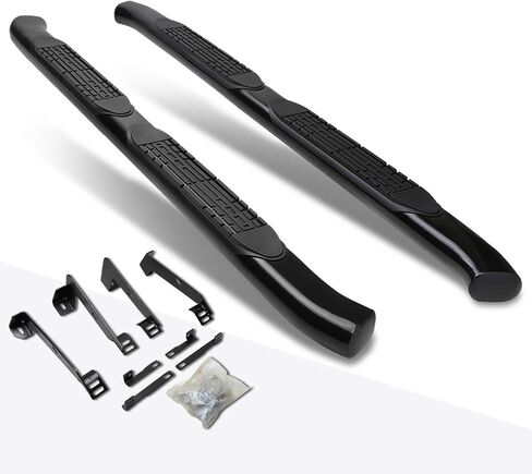 (2Pcs) 4 Inch Black Oval Curved Nerf Step Bars Side Steps Compatible with Dodge Ram Crew Cab 02-09 in Saudi Arabia