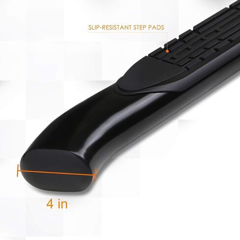 (2Pcs) 4 Inch Black Oval Curved Nerf Step Bars Side Steps Compatible with Dodge Ram Crew Cab 02-09 in Saudi Arabia
