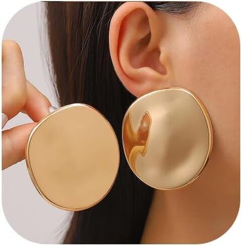 Chunky Gold Statement Earrings for Women Exaggerated Silver Minimalist Drop Earrings Jewelry in Kuwait