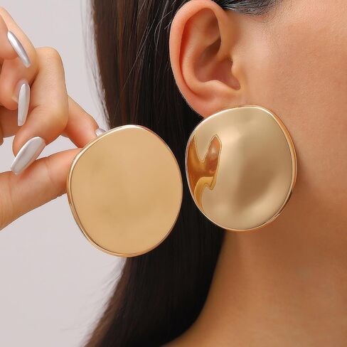 Chunky Gold Statement Earrings for Women Exaggerated Silver Minimalist Drop Earrings Jewelry in Kuwait