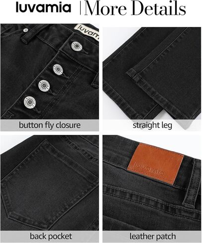 luvamia Straight Leg Jeans for Women High Waisted Trendy Button Fly Trouser Jeans Stretchy Denim Pants with Pockets in Saudi Arabia